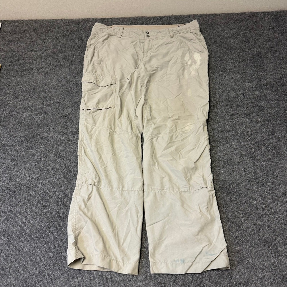 Columbia Cargo Pants Womens Size 12 Beige Straight Leg Outdoor Hiking Stained